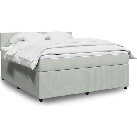 Boxspringbett mit Matratze Hellgrau 180x200 cm Samt