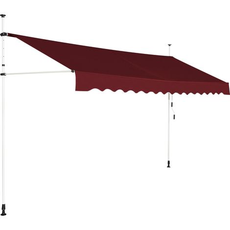 Tenda da sole retrattile 400 x 200-300 cm facile da installare e resistente alle intemperie realizzata in alluminio rosso 200010443