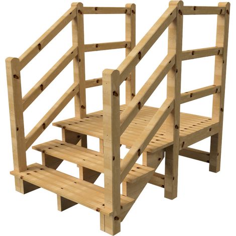 MILANO Außentreppe 3 Stufen H54 cm - Podest L116 x B120 cm - Treppengeländer links und rechts - Podestgeländer links und rechts