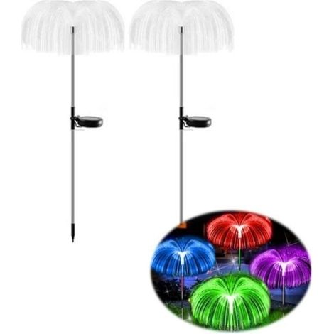 (2 pezzi) Lampada solare impermeabile a fibra ottica a forma di medusa, luce decorativa per esterni, ideale per giardino, prato, (1/4)