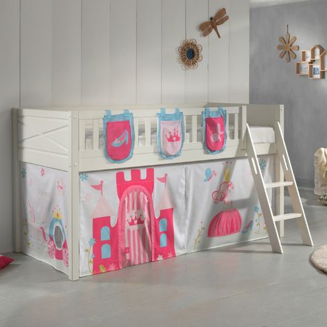 Lit mi-hauteur Scottie 90x200 cm Princesse 2 -blanc (1/4)