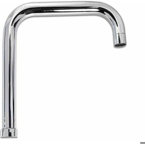 Bec de rechange pour robinet d'évier – Chrome poli, carré – Laiton chromé, 26 cm – Raccord 2,7 cm (1/2)