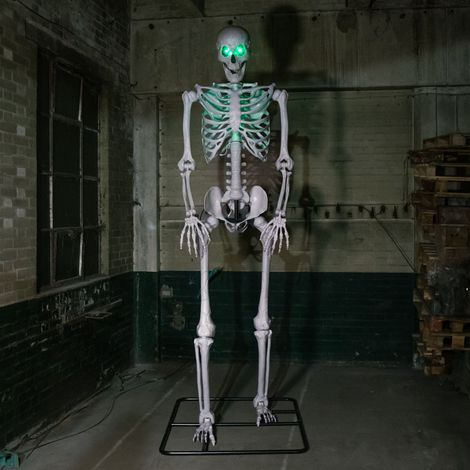 10ft (3m) Posable Full Body Skeleton Halloween Decoration with Movable Arms and LED Eyes (1/5)