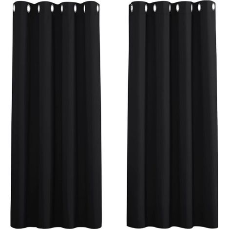 Verdunkelungsvorhänge für Schlafzimmer – doppelt wärmeisolierter Fenstervorhang für Zuhause/schwerer, fester Stoff für, 2er-Set, 100 x 200 cm, Schwarz (1/4)