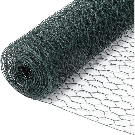 Recinto per Polli in Metallo per Recinzione 1x10m, Filo Esagonale per Pollaio da Giardino Voliera, Verde (1/5)