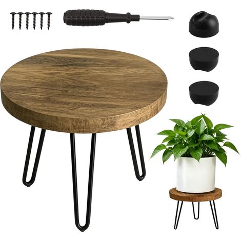 Support de plantes en bois : 25 x 17 cm Tabouret de fleurs avec 3 pieds, 6 vis et 1 tournevis, support de fleurs en bois rond pour la maison, le jardin, la décoration intérieure et extérieure (1/5)