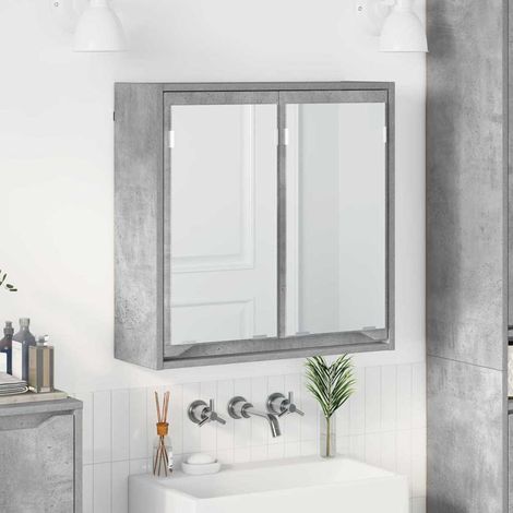 Badezimmerspiegelschrank mit Regal Beton Grau 60 x 20 x 60 cm
