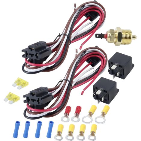 Kit de relais de ventilateur électrique double, 4 broches, 185 marches, 175 arrêts, 40 A, étanche, avec thermostat et radiateur (1/5)