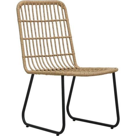 Chaise de jardin résine chêne et métal noir Andea - Lot de 2 (1/3)