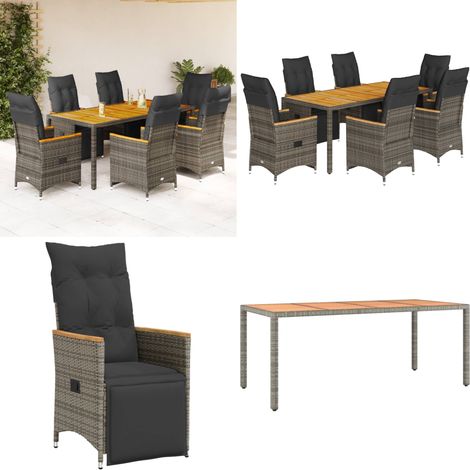 Ensemble de bistro de jardin 7 pcs coussins gris poly rotin - Chaise de jardin - Coussin de jardin (1/5)