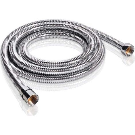 Flexible Douche 1 5M Acier Inoxydable Anti Torsion Antifuite Universel G1 2 Raccords Laiton Chrome Argent (1/4)