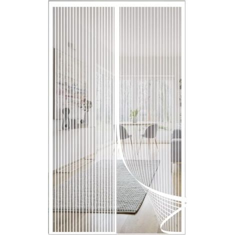 Moustiquaire magnétique haute densité 120 x 220 cm, installation facile sans perçage, pour balcon, salon, chambre d'enfant, blanc (1/5)