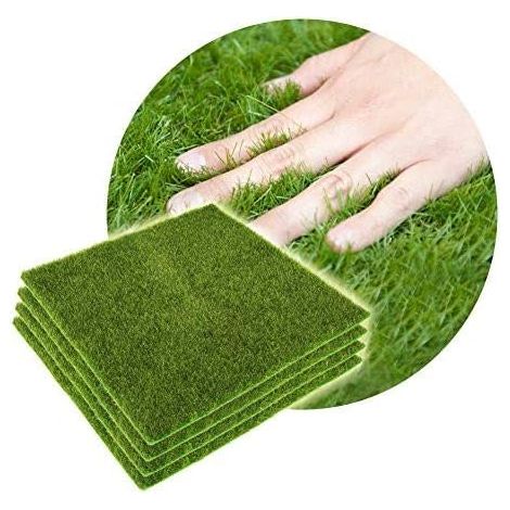 Herbes Artificielles Tapis Plastique Pelouse Grass Intérieur Extérieur Vert Synthétique Gazon Ornement Paysage Décoration Maison Jardin (4pcs, 15x15cm) (1/5)