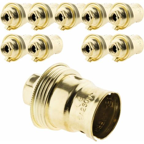 Lot de 10 douilles B22 Acier laitonné simple bague borne de terre