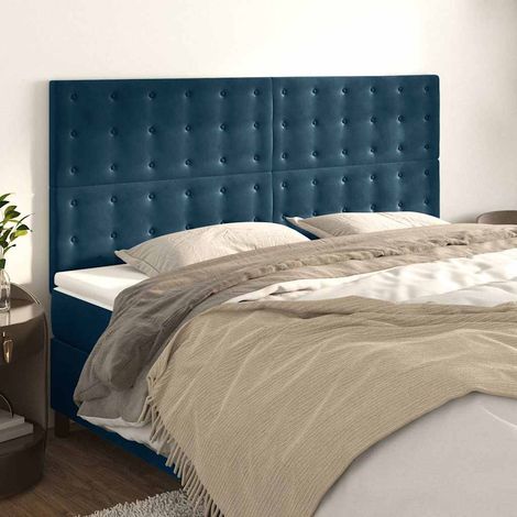 Tête de lit en velours bleu foncé, hauteur réglable, 200 x 5 x 118/128 cm - PANGIVO (1/5)