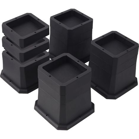 Relève-Meubles Robustes Réglables Lot de 4 (Noir) : Hauteur 5,1 cm (2"), 7,6 cm (3") ou 10,2 cm (4"), Pour Pieds de Lit, Bureau, Table et Chambre d'Étudiant (1/4)