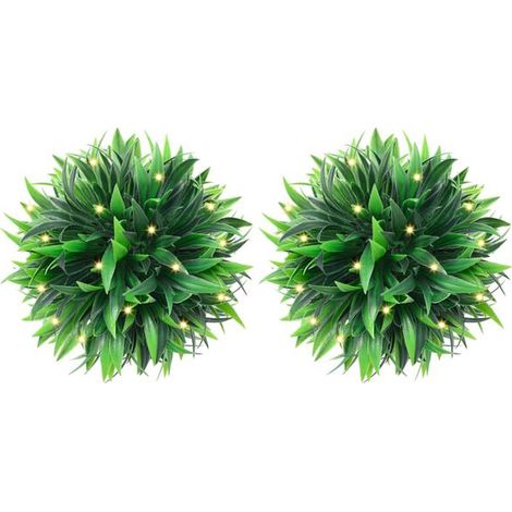 Boules de buis artificiel, avec lumières LED, 2 pièces, vertes, 20 cm (1/5)