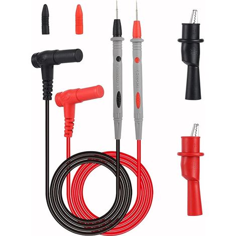 2 Stück Messleitungen, 1000 V/20 A, Multimeter-Zubehör mit 2 Krokodilklemmen, Testspitzen-Set für Multimeter