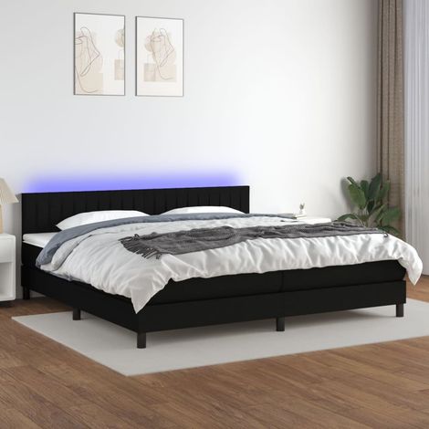 Sommier tapissier et matelas et LED - Sommier pour Adulte et Enfant - Noir 200x200 cm Tissu BV533394 - BonneVie (1/5)