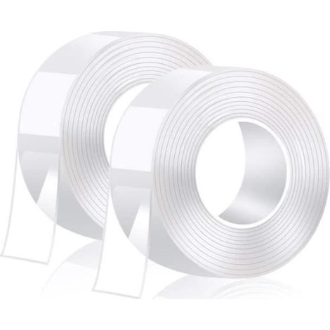 6M Ruban Adhésif Double Face Extra Fort, Transparent Lavable Nano Tape, Multifonctionnel Réutilisable Amovible Traceless (1/4)