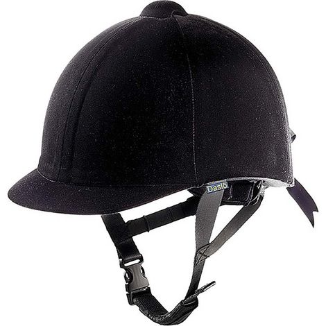 Cap da equitazione classico con rotella posteriore e guscio ABS con rivestimento in velluto Omologato CE: M (56-59), Nero 10