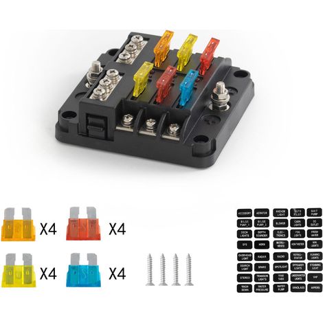 Mehrkanal-Sicherungskasten mit LED-Anzeigeleuchten für Wohnmobile und Yachten – 6- und 12-Kanal-Sicherungen mit Schraubanschluss – LED – 6-Kanal (1/4)