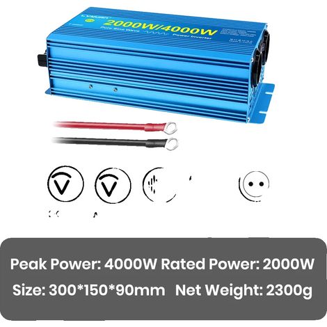 Inverter a onda sinusoidale pura per camper e campeggio, 12V blu (1/2)