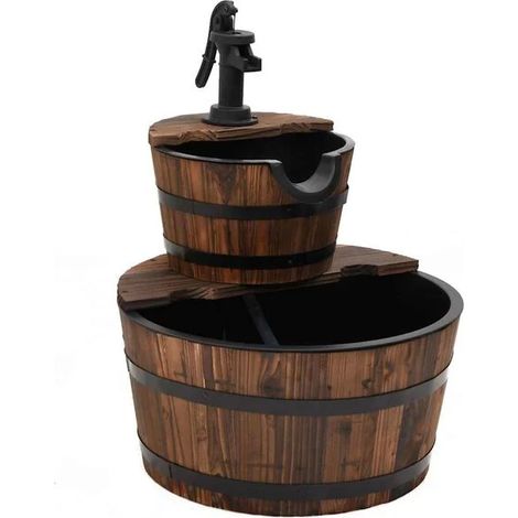 Fontaine avec pompe à eau, dimensions : 44,5 x 44,5 x 58 cm, en bois de cèdre massif. (1/5)