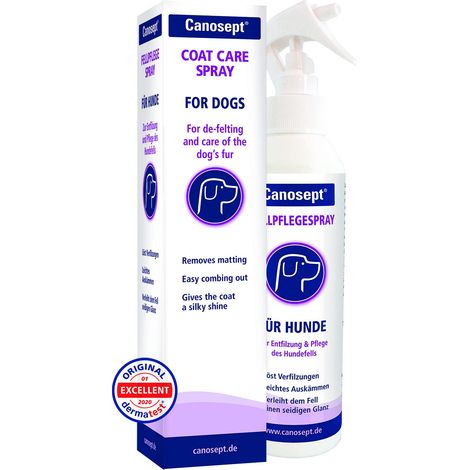 Canosept Spray per la cura del cappotto per cani 250 ml Dermatite cane - Prodotto per la cura del cappotto per cane facilmente pettinabile, de-feltrata e appassionata Assicura un pelo lucido e setoso