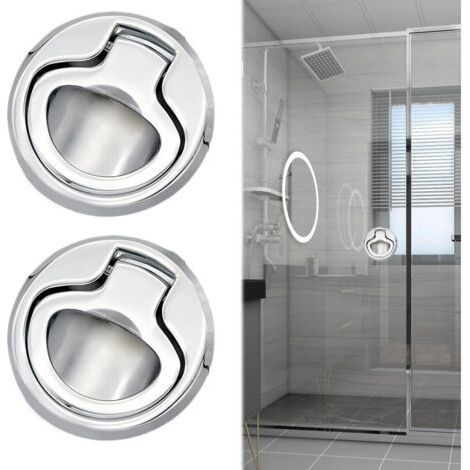 2 Pcs Loquet de Trappe Affleurant en Alliage de Zinc, Porte Affleurante Tirer la Trappe Slam Loquet Verrouillage pour Bateau Camping Car, Argent (1/4)