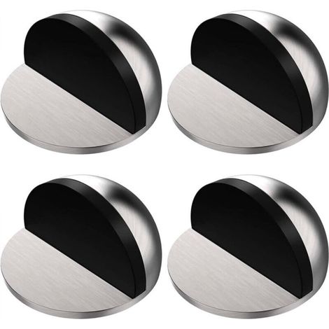 4-piece stainless steel floor door stop, oval half-moon floor-mounted door stop, door stop with 3M adhesive, self-adhesive, protects your walls from screw damage.