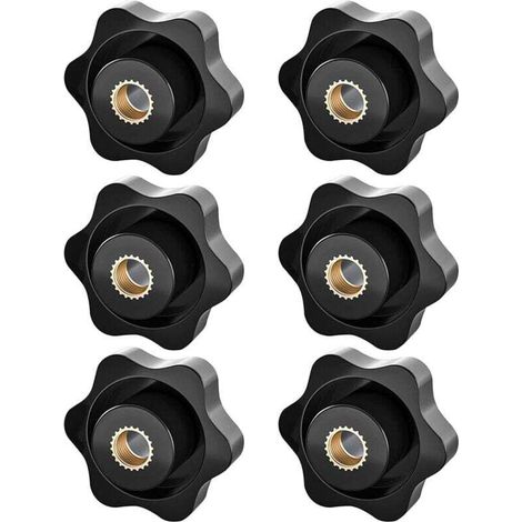 M8-Klemmknopf, Sternmutter, Klemmknopf mit Rändelgewinde, M8-Klemmmutter, Sternkopf-Klemmmutterknopf, für Mechanik, Möbel, Elektronikgeräte, 6 P-Crezuo