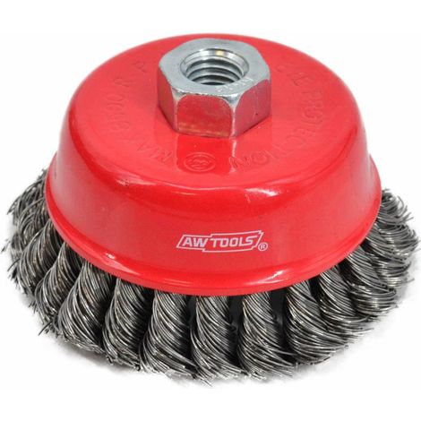 Brosse à godet Awtools 75 mm, fil torsadé M14 (1/2)
