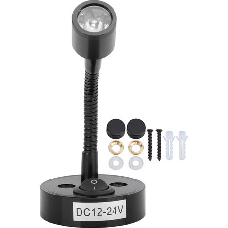 Lampe de lecture LED pour camping-car, haute luminosité, Installation facile, projecteur de chevet pour bateau et Yacht, DC12 à 24V, noir. (1/5)