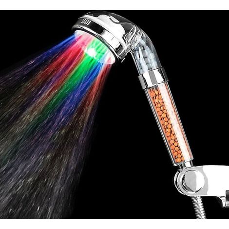 Overhead and side shower LED shower head with filtration, illuminated shower head with 7 changing colors, increased water pressure, LangRay (1/5)