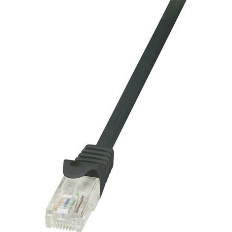 LogiLink CP2093U RJ45 Patchkabel CAT 6 U/UTP 10.00 m Schwarz mit Rastnasenschutz 1 St.