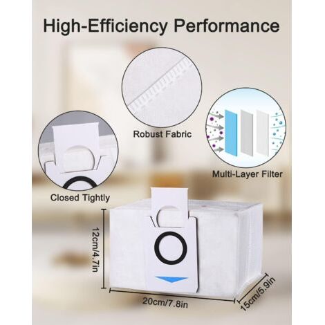 Accessori per aspirapolvere Ecovacs, 12 sacchi da 3,2 l compatibili con X1 Omni / T20 Omni, sostituzione filtro alta capacità (1/4)