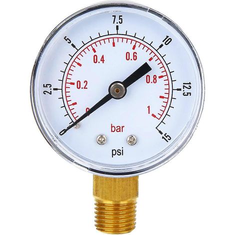 Manomètre miniature basse pression 0-15 psi/0-1 bar pour carburant, air, huile ou eau, filetage 1/4 BSPT (1/5)