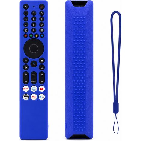 Housse en Silicone Bleue pour Télécommande TV Compatible TCL RC833A, Anti-poussière avec Dragonne (1/5)