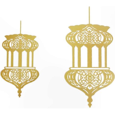 Eid Mubarak Laternen-Aufkleber aus Acrylglas mit Spiegelmotiv für die Wanddekoration, Ramadan-Silber-Festtagsdekoration (1/5)