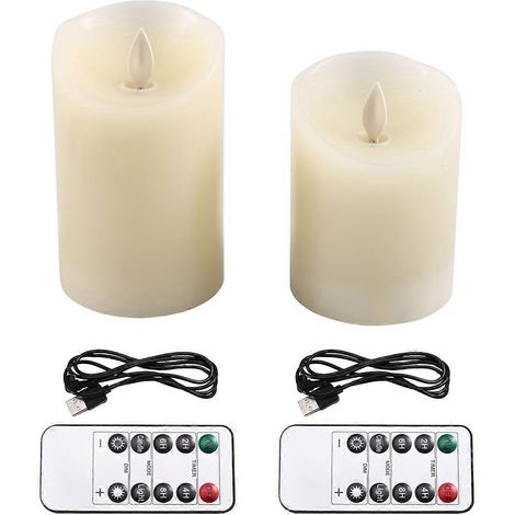 Bougies LED, bougies sans flamme à effet vacillant, bougies rechargeables, bougies en cire véritable avec télécommande, 10 cm et 12,5 cm (1/5)