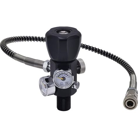 Adaptateur de Station de Remplissage de soupape 6000 psi / 400 Bar avec Tuyau de 50 cm Double manomètre G5/8-18UNF Haute Pression Plongée d'air Plongée DIN Adaptateur de Station à Essence (1/5)