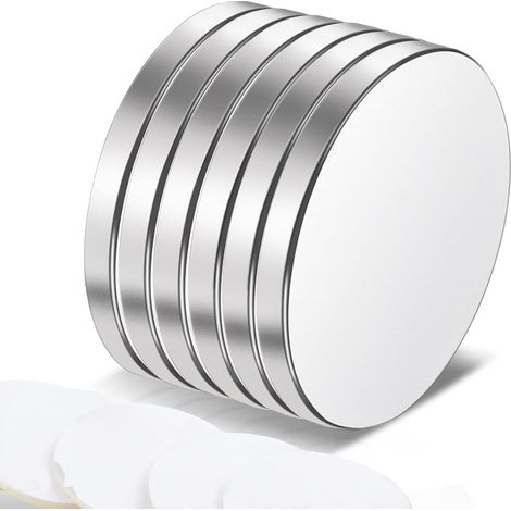 6 runde Magnete, 20 x 2 mm superstarke Magnete, selbstklebende Kühlschrankmagnete für Whiteboards, Büros, Küchen