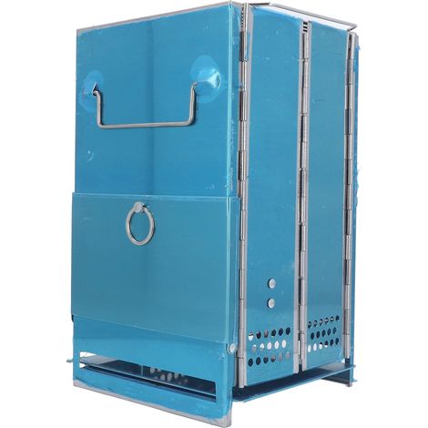 Réchaud à bois de camping multifonctionnel en acier inoxydable, carré et pliable, pour barbecue et camping en plein air. Grand modèle. (1/5)