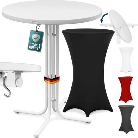 CASARIA® Stehtisch Klappbar mit Husse 80x110cm Rund Hoch Stabil Metall Pulverbeschichtet Hochtisch Bistrotisch Partytisch Weiß  Schwarz