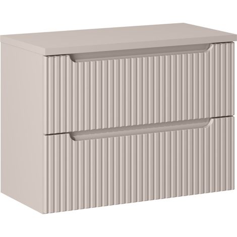 Meuble suspendu sous vasque avec plan 2 tiroirs NOVA cachemire 80 cm (1/5)