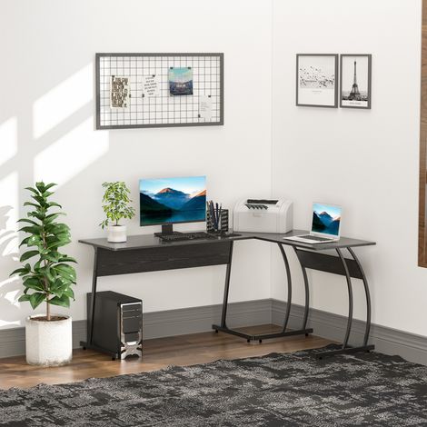 Mesa de Computadora en Forma de L Escritorio para Estudio Oficina Minimalista Moderno con Gran Espacio 112,5x152x74 cm Negro (1/5)