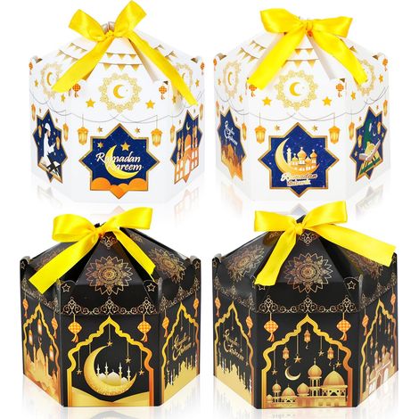 12 Pièces Ramadan Boite Cadeau Vide, Hexagonales Ramadan Mubarak Boite Cadeau Carton Ramadan Kareem Boite Bonbon Boîte Cadeau pour Décoration Ramadan Musulman Islamique Emballage Cadeau Boite (1/5)