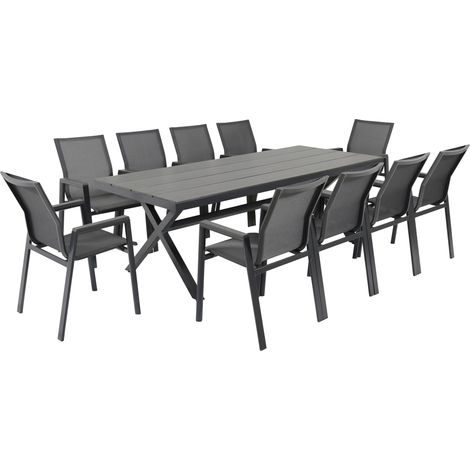 Primaster Garten-Essgruppe Turin 10 Personen Aluminium anthrazit Sitzgruppe (1/3)