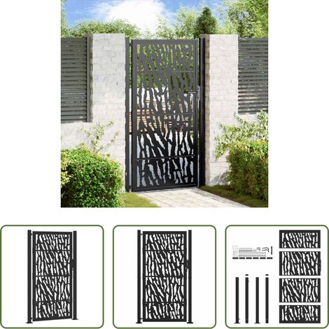vidaXL Stahl Tor - Gartentor Schwarz 100x175 cm Stahl Trace Design (1/5)